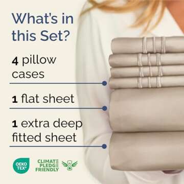 Extra Deep King Sheet Set - 6 Piece Breathable & Cooling Sheets - Hotel Luxury Bedding Set w/18-24 I...