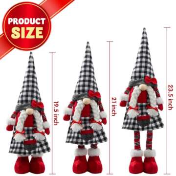 JOYIN 23” Standing Christmas Gnome Couple Decoration Retractable Legs Black Buffalo Style, Tomte Nordic Gnomes Christmas Indoor Decorations, Xmas gnome Decor, Christmas Party Gifts, Home Decorations