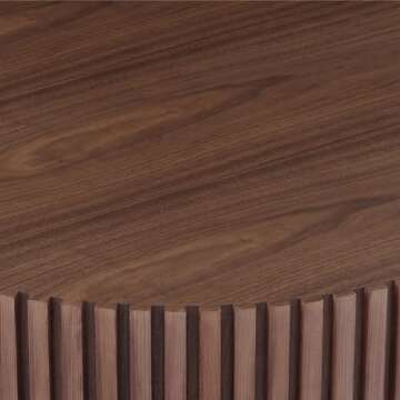 YSJZYBF 39.37" Round Coffee Table for Living Room,Wooden Handmade Solid Wood Stripes Tea Table,Wood Grain Desktop Coffee Table for Apartment Small Space (Walnut)