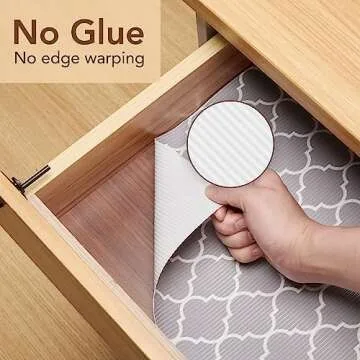 Glotoch Non Adhesive Shelf Liner for Kitchen Cabinets, 12" x20FT Non Slip Drawer Liners for Kitchen, Waterproof Cabinet Liners for Shelves, Shelf Paper Closet Liner for Cupboard/Dresser/Bathroom Gray