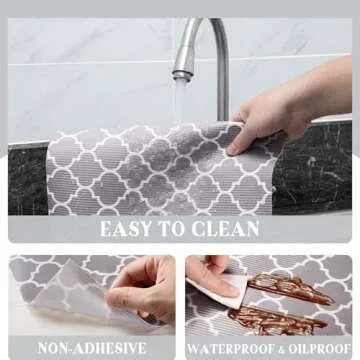 Glotoch Non Adhesive Shelf Liner for Kitchen Cabinets, 12" x20FT Non Slip Drawer Liners for Kitchen, Waterproof Cabinet Liners for Shelves, Shelf Paper Closet Liner for Cupboard/Dresser/Bathroom Gray