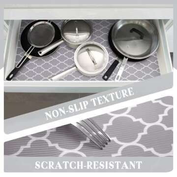 Glotoch Non Adhesive Shelf Liner for Kitchen Cabinets, 12" x20FT Non Slip Drawer Liners for Kitchen, Waterproof Cabinet Liners for Shelves, Shelf Paper Closet Liner for Cupboard/Dresser/Bathroom Gray