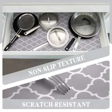 Glotoch Non Adhesive Shelf Liner for Kitchen Cabinets, 12" x20FT Non Slip Drawer Liners for Kitchen, Waterproof Cabinet Liners for Shelves, Shelf Paper Closet Liner for Cupboard/Dresser/Bathroom Gray