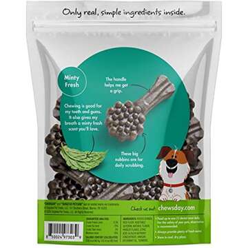 Chewsday Medium Minty Fresh Daily Dental Dog Chews, Made in The USA, Natural Highly-Digestible Oral ...