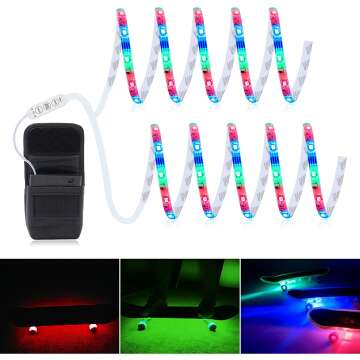 DANCRA Scooter Lights for Night Riding LED Skateboard Lights，2×2.62ft Cool RGB Lighting Options S...