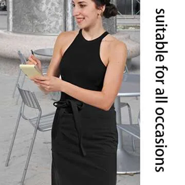 Cityelf Cotton Linen Bistro Half Apron with 2 Large Pockets Craft Waist Apron for Cooking Baking Gardening Art Painting…