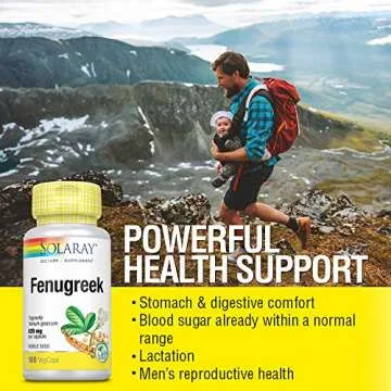 Solaray Organic Fenugreek Seed Supplement, 620 mg, 100 Count