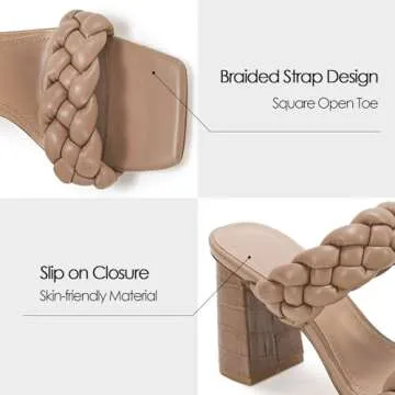 Syktkmx Women's Chunky Block Heel Braided Sandals