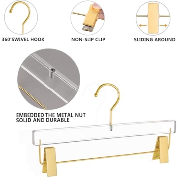 Luxurious Besser Gold Acrylic Hangers for Organized Closets