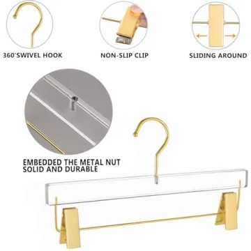 Luxurious Besser Gold Acrylic Hangers for Organized Closets