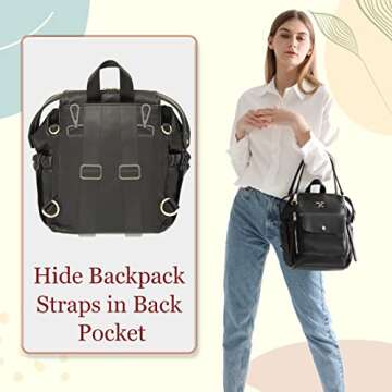 miss fong Mini Diaper Bag, Small Diaper Bag, Leather Diaper Bag Backpack with 12 Diaper Bag Organizer, Insulated Pocket, 2 Insulated Pockets (Black)
