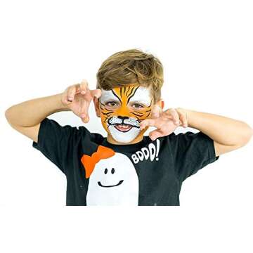 Face Painting Kit - 16 Colors with Brush, Stencils & Tattoos