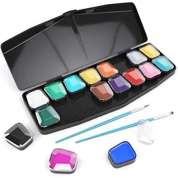Face Painting Kit - 16 Colors with Brush, Stencils & Tattoos