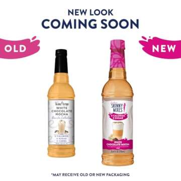 Jordan's Skinny Syrups Sugar Free Coffee Syrup, White Chocolate Mocha Flavor Mix, Zero Calorie Flavo...