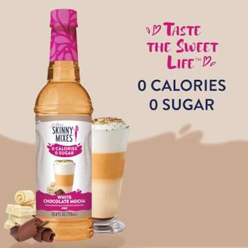 Jordan's Skinny Syrups Sugar Free Coffee Syrup, White Chocolate Mocha Flavor Mix, Zero Calorie Flavoring for Chai Latte, Protein Shake, Cocktail & More, Gluten Free, Keto Friendly, 25.4 Fl Oz, 1 Pack