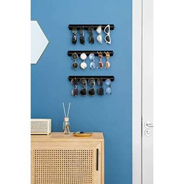 Mkono Wood Sunglasses Storage Organizer Wall Mounted Rustic Eyeglasses Display Holder Eyewear Glasse...