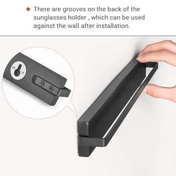 Mkono Wood Sunglasses Storage Organizer Wall Mounted Rustic Eyeglasses Display Holder Eyewear Glasses Jewelry Headband Hanging Rack for Entryway Living Room Bedroom, Set of 3, Black