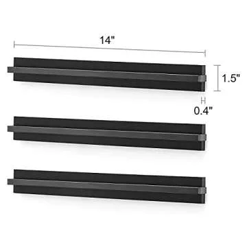 Mkono Wood Sunglasses Storage Organizer Wall Mounted Rustic Eyeglasses Display Holder Eyewear Glasses Jewelry Headband Hanging Rack for Entryway Living Room Bedroom, Set of 3, Black