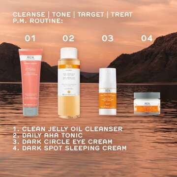 REN Clean Skincare Glow Tonic - Daily Facial Brightening - Exfoliate, Hydrate & Even Skin Tone with Resurfacing AHAs & BHAs - Cruelty Free & Vegan Pore Reducing Toner, 16.9 Fl Oz