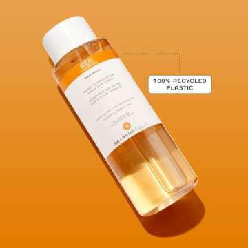 REN Clean Skincare Glow Tonic - Daily Facial Brightening - Exfoliate, Hydrate & Even Skin Tone with Resurfacing AHAs & BHAs - Cruelty Free & Vegan Pore Reducing Toner, 16.9 Fl Oz