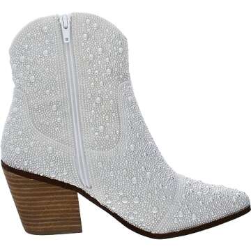 Betsey Women's Diva Western Boot, Pearl, 7.5