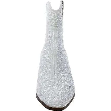 Betsey Women's Diva Western Boot, Pearl, 7.5