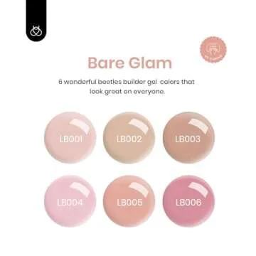 Beetles Builder Gel, 6 Colors 8 in 1 Strengthener Gel Clear Nude Pink Brown Gel Builder for Nails Hard Gel Extension Nail Gel Rhinestone False Nail Tips Glue Nail Art Design for Women