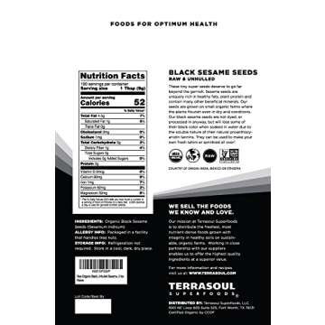 Terrasoul Superfoods Organic Black Sesame Seeds, 2 Lbs - Raw | Unhulled | Lab-Tested
