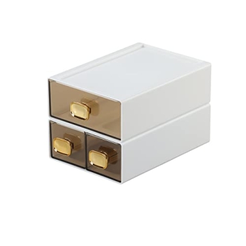 Spacious Desk Drawers, Stackable Desktop Organizer, Plastic Storage Box for Office, School & Home Su...