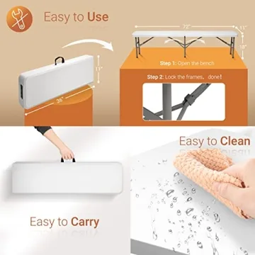 VINGLI 6 Feet Folding Bench for Outdoor & Indoor Use