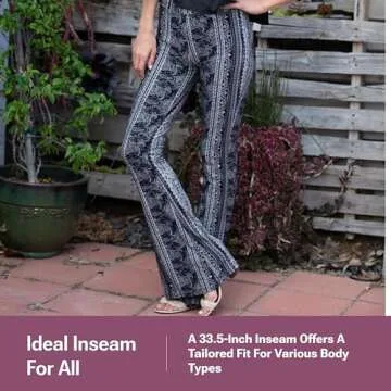 SATINA High Waisted Flare Leggings for Women - Bell Bottom Jeans, Hippy Pants - Buttery Soft Palazzo Yoga Pants with Versatile Sizing - Leafy Black