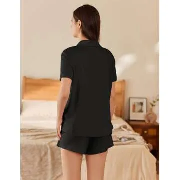 Ekouaer Women Pajama Set Soft Button Down Lounge Wear