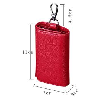 RuoFeng Keychain Key Holder Ring with 6 Hooks Snap Closure (Rose red)