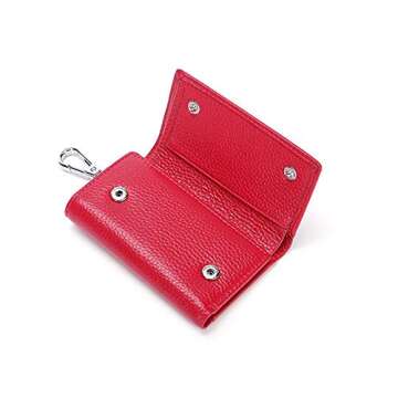 RuoFeng Keychain Key Holder Ring with 6 Hooks Snap Closure (Rose red)