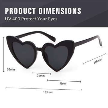 boqopod Heart Shaped Sunglasses Cat Eye Retro Style
