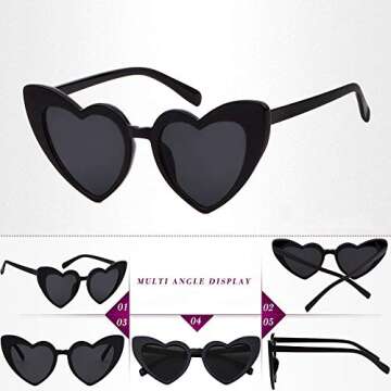 boqopod Heart Shaped Sunglasses Cat Eye Retro Style