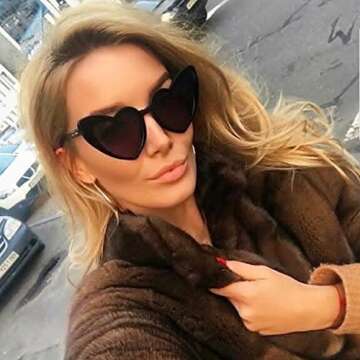 boqopod Heart Shaped Sunglasses Cat Eye Retro Style