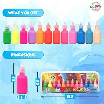 Playkidiz Puff Paint Set for Kids - 3-D Neon Fun