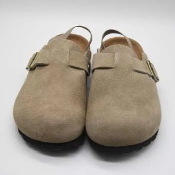 Comfortable Kids Suede Clogs with Adjustable Buckles