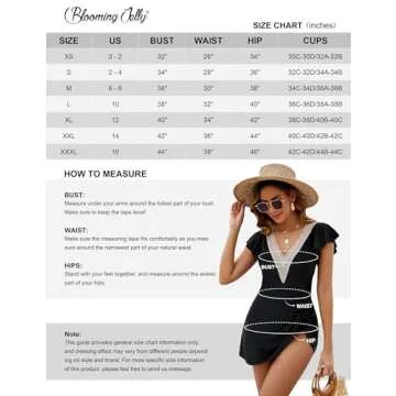 Blooming Jelly Women's Tummy Control Swimsuits One Piece Black Plus Size Bathing Suit Ruffle Retro Swim Dress（Black, Medium