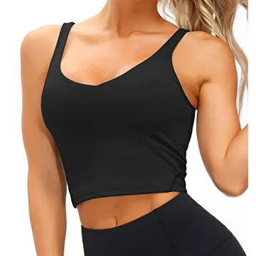 Wjustforu Women's Padded Sports Bra Yoga Crop Top Small Black