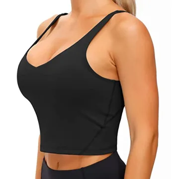 Wjustforu Women's Padded Sports Bra Yoga Crop Top Small Black