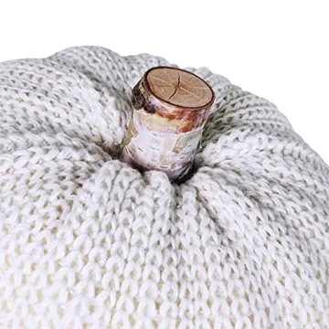 Set of 3 Rustic Beige Faux Pumpkins for Home Decor