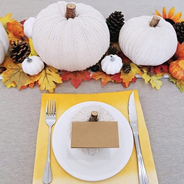 Set of 3 Rustic Beige Faux Pumpkins for Home Decor