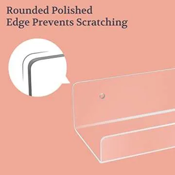 Mocoosy 2 Pack Clear Acrylic Floating Shelf 10'', Invisible Wall Mounted Shelf with Cord Hole, Small Display Ledge Shelves for Smart Speaker/Action Figures, Great for Kids Room Bathroom Display