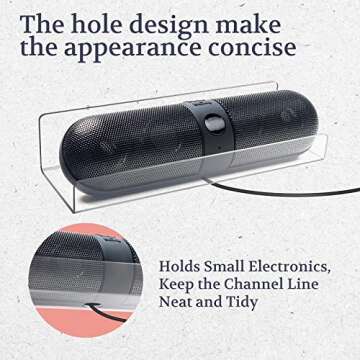 Mocoosy 2 Pack Clear Acrylic Floating Shelf 10'', Invisible Wall Mounted Shelf with Cord Hole, Small Display Ledge Shelves for Smart Speaker/Action Figures, Great for Kids Room Bathroom Display