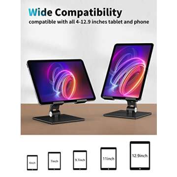 ALASHI Tablet Stand for Desk, Stable Tablet Holder with Heavy and Thickened Metal Base for Large Tab...