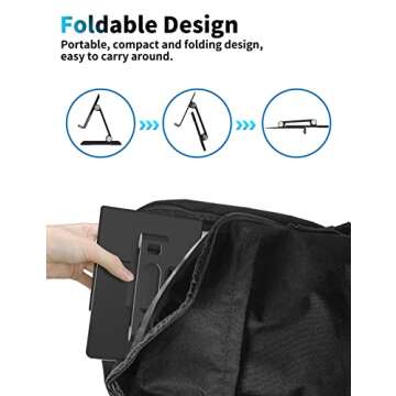 ALASHI Tablet Stand for Desk, Stable Tablet Holder with Heavy and Thickened Metal Base for Large Tablet Device, Multi-Angles Adjustable and Foldable, Universal Supports 4-13.3 Inches Tablet, Black