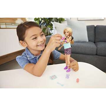 Barbie Skipper Babysitters Inc Set with Blonde Doll in 'Girl Power' Top, Baby Doll & 4 Accessories