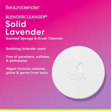 Beautyblender® | Blendercleanser® Solid Lavender Makeup Sponge & Brush Cleanser + Silicone Scrub Mat, Cleansing Tool & Scented Makeup Sponge Cleaner, Vegan, Cruelty Free, Made in the USA, 1 oz